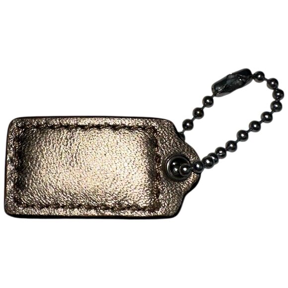 Coach Gold Metallic Leather Hang Tag Bag Charm Keychain Accessory - Picture 5 of 10